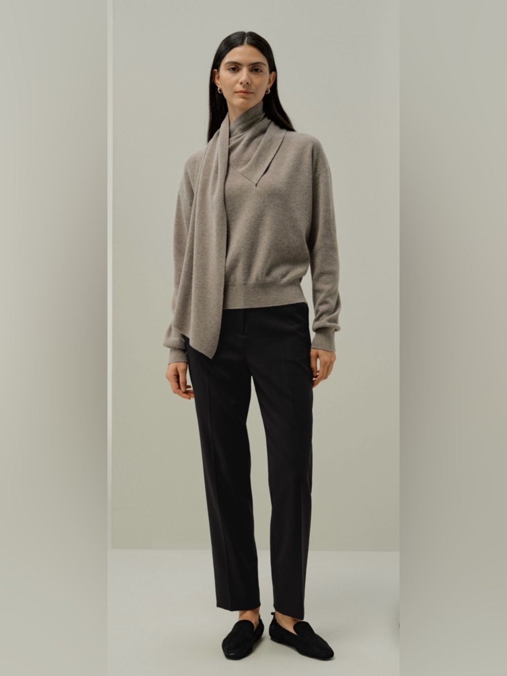 Lilysilk Bowtie Collar Wool-Cashmere Sweater Size XS